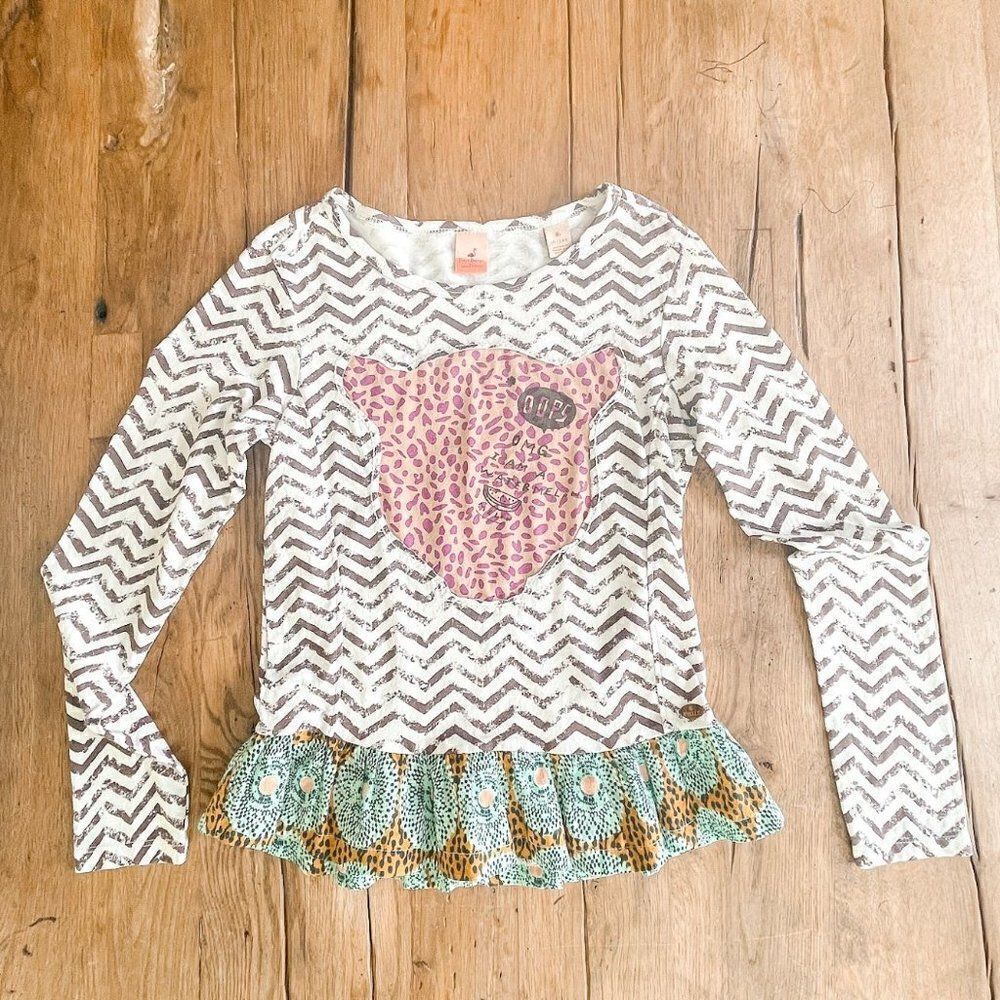 Scotch R'Belle Playa Papaya Girls Long Sleeve Animal Print Top Size 10
